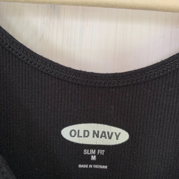 Womens Old Navy Black Ribbed Stretchy Tank Top Medium Slim Fit - Picture 6 of 8